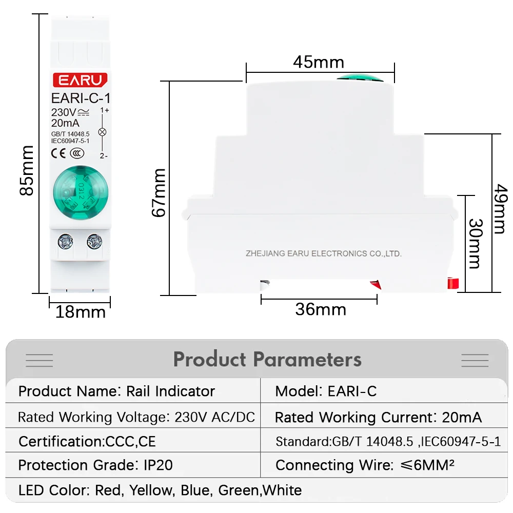 18 มม.ไฟแสดงสถานะ AC DC 220V 230V LED สีคู่ไฟสัญญาณ Tri สีไฟแสดงสถานะ 50/60Hz สีแดงสีเขียวสีฟ้า