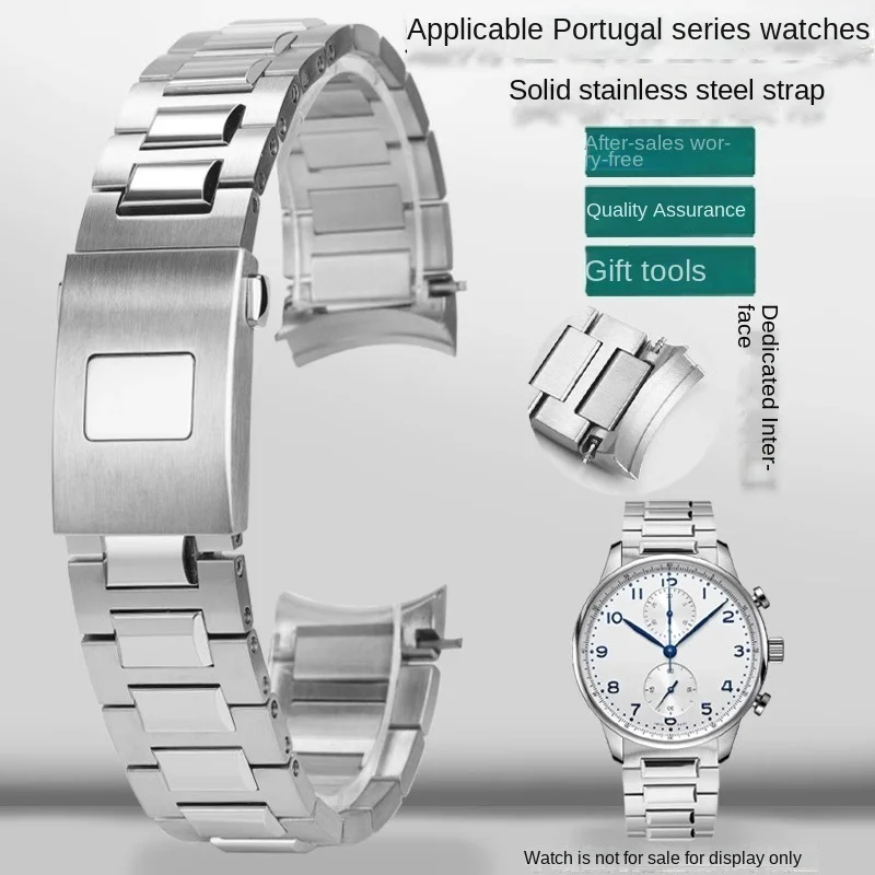

For IWC Portugeser Bracelet Stainless Steel Strap Chronograph 371607 Men 358312 Metal Strap Arc Curve End Watch band watch parts