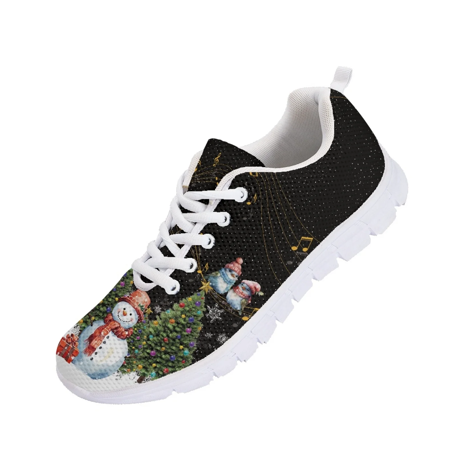 Belidome-Cute Snowman Design Sneakers para mulheres, sapatos de Natal, casuais, confortáveis, andando, tênis, tênis de malha, esportes