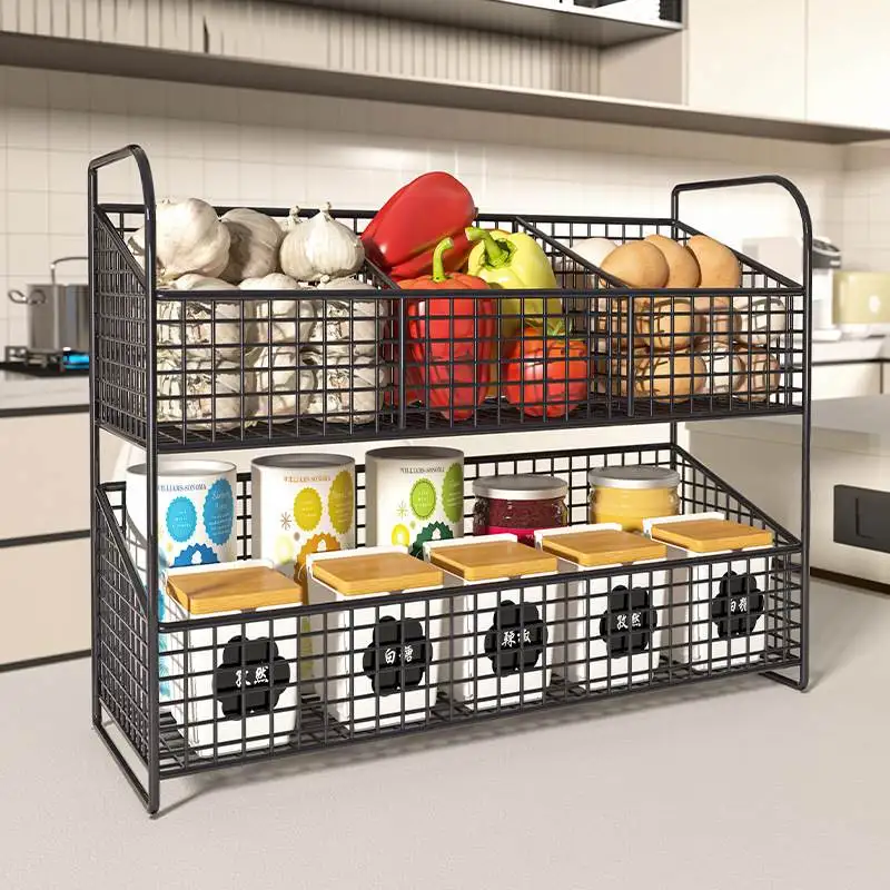 

Многоярусная настольная полка-органайзер для кухонной столешницы: для специй, соусов, уксуса, приправ, закусок. Металлическая.