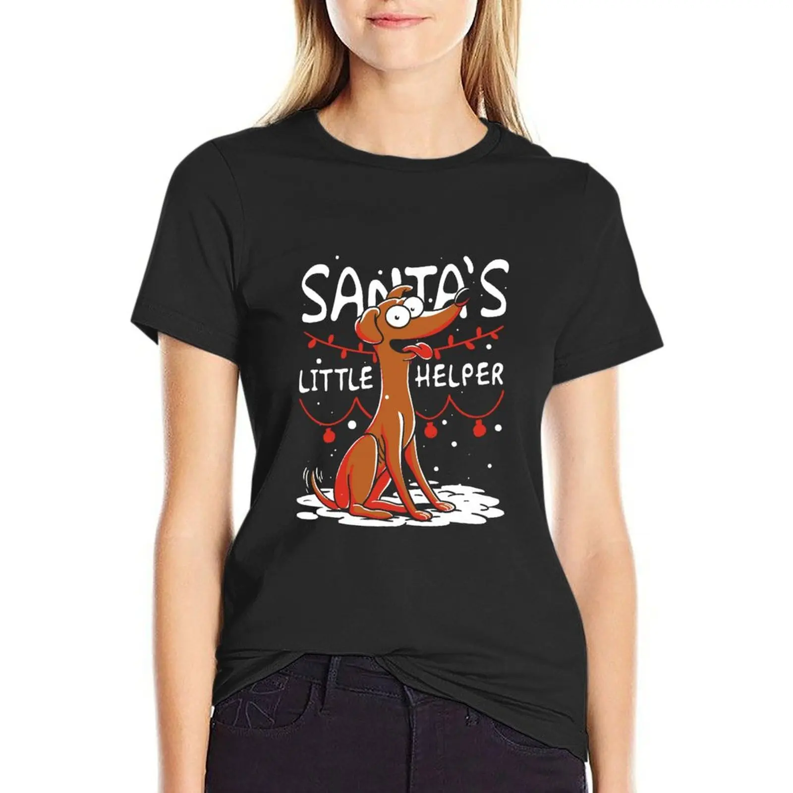 Santa's Little Helper T-Shirt plain anime clothes graphics Women's cotton t-shirt