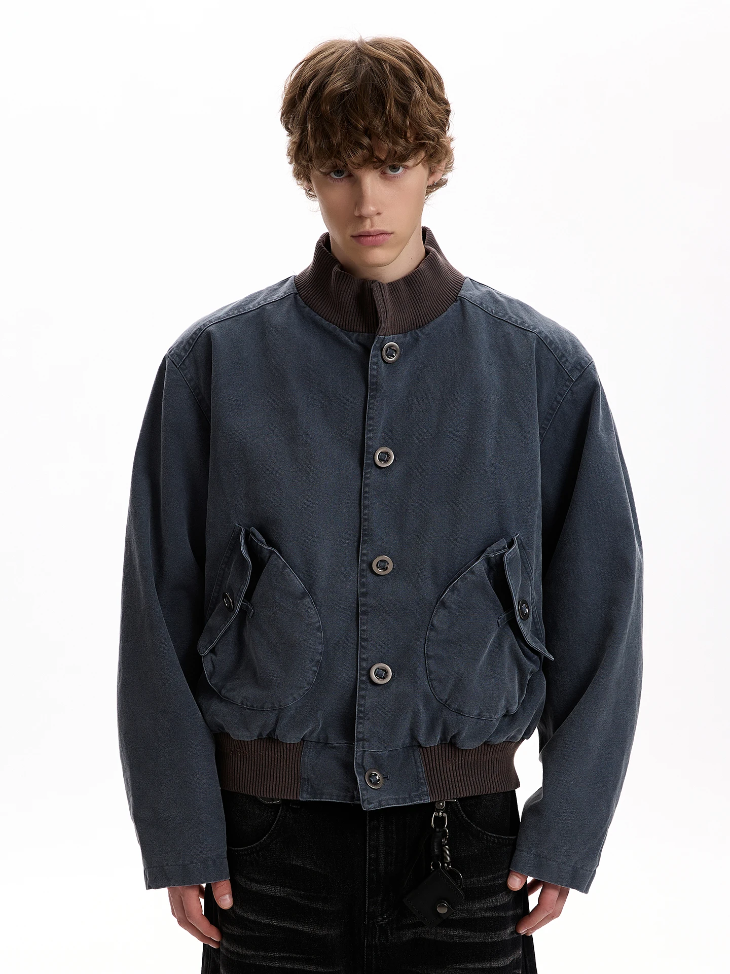 

Куртка PUEE в американском ретро-стиле, свободного кроя, с воротником-стойкой, универсальная верхняя одежда из хлопка, молодежная модная осенняя модель