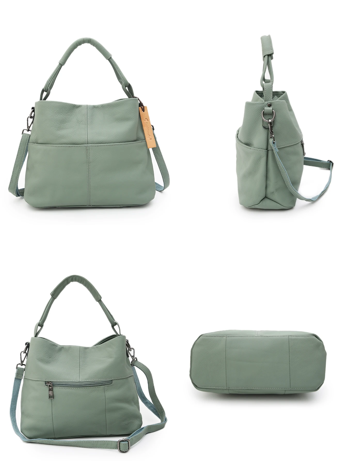 SC Fashion Daily-Bolsos de hombro de cuero genuino para mujer, bolsos cruzados con múltiples bolsillos, bolso informal versátil con asa superior
