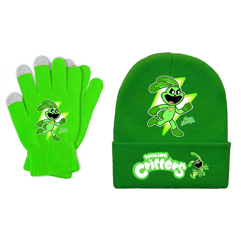 ชุดหมวกถักไหมพรมและถุงมือลายสัตว์น่ารัก สไตล์การ์ตูน สำหรับเด็กชายและเด็กหญิง หมวกไหมพรมแฟชั่นอนิเมะ ถุงมือเด็ก อุปกรณ์กันหนาวสำหรับเด็ก ของขวัญคริสต์มาส