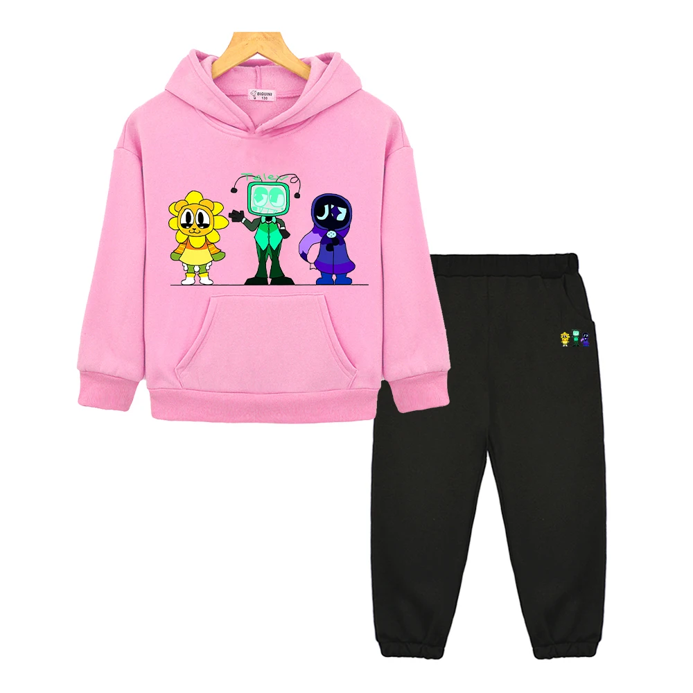 boy girls Sports Hooded Sets Dandys World anime hoodie Fleece sweatshirt Cartoon jacket 2pcs pullover+Pant kids boutique clothes