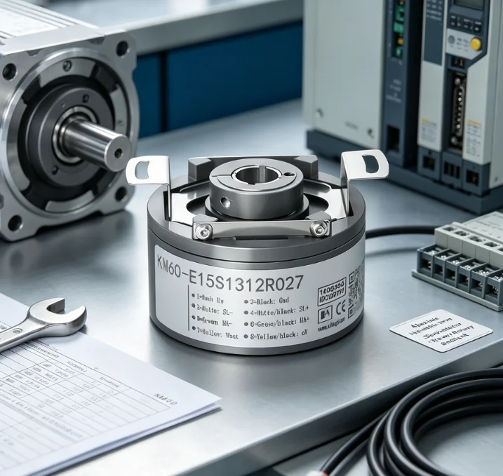 Absolute Hollow Shaft Encoder Multi-Turn Motor Servo Motor Encoder KM60 Stainless Steel Rotary Encoder 16/17/19/20/22/24 Bits