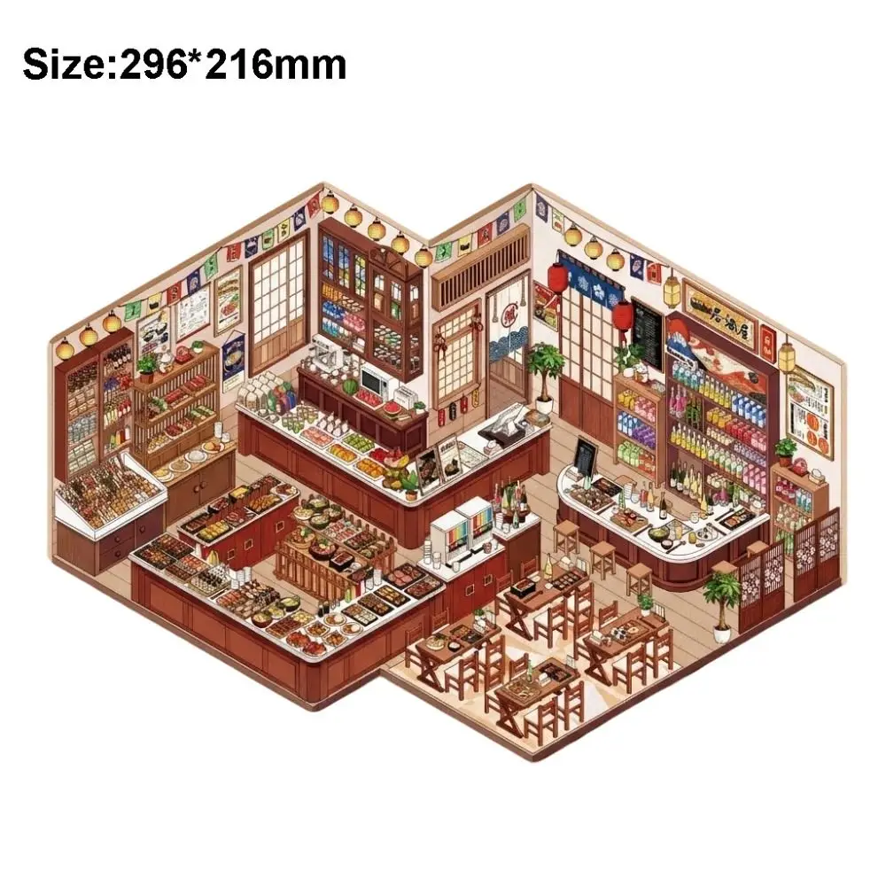 New Convenience Store Series Miniature Landscape Sticker DIY PET 3D Landscape Sticker Gift Cartoon Cabin Scene Sticker