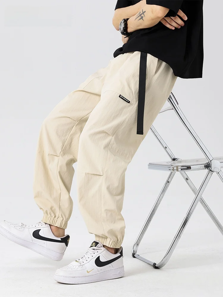 

VBBK Retro Japanese Sle Pleated Splice Straight Leg Trousers Loose Wide Leg Casual All-Match Long Pants for Men