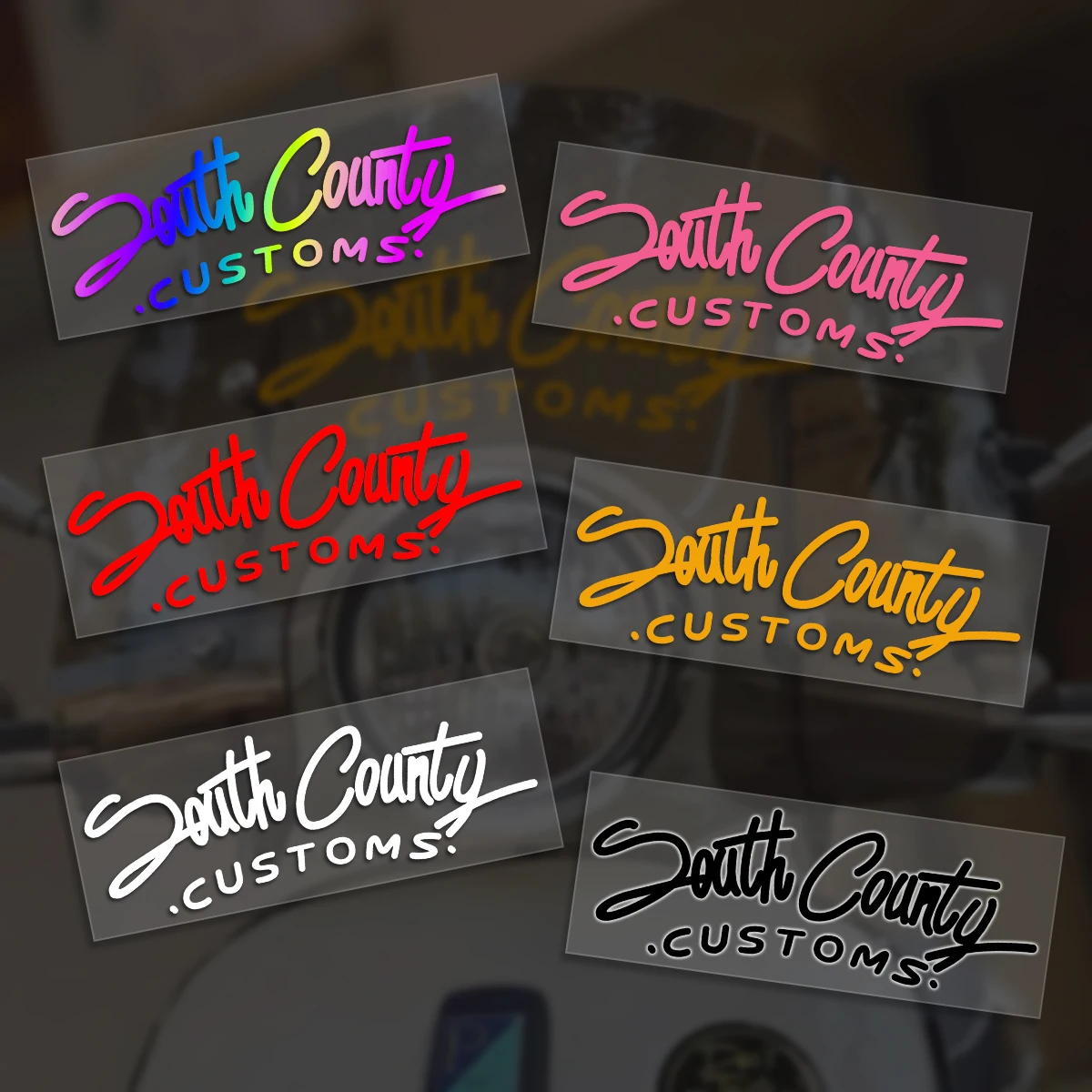 

South County Text Reflective Vinyl Stickers Motorcycles Scooter Bike Top Box Front Windshield Fuel Tank Racing Accessories Decal