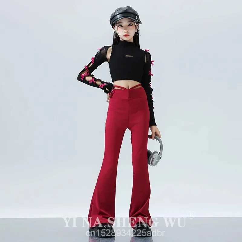 مجموعة رقص الهيب هوب للأطفال البنات Street K POP أزياء أداء رقص الجاز المنافسة الزي الموسيقى مهرجان المرحلة السراويل زي