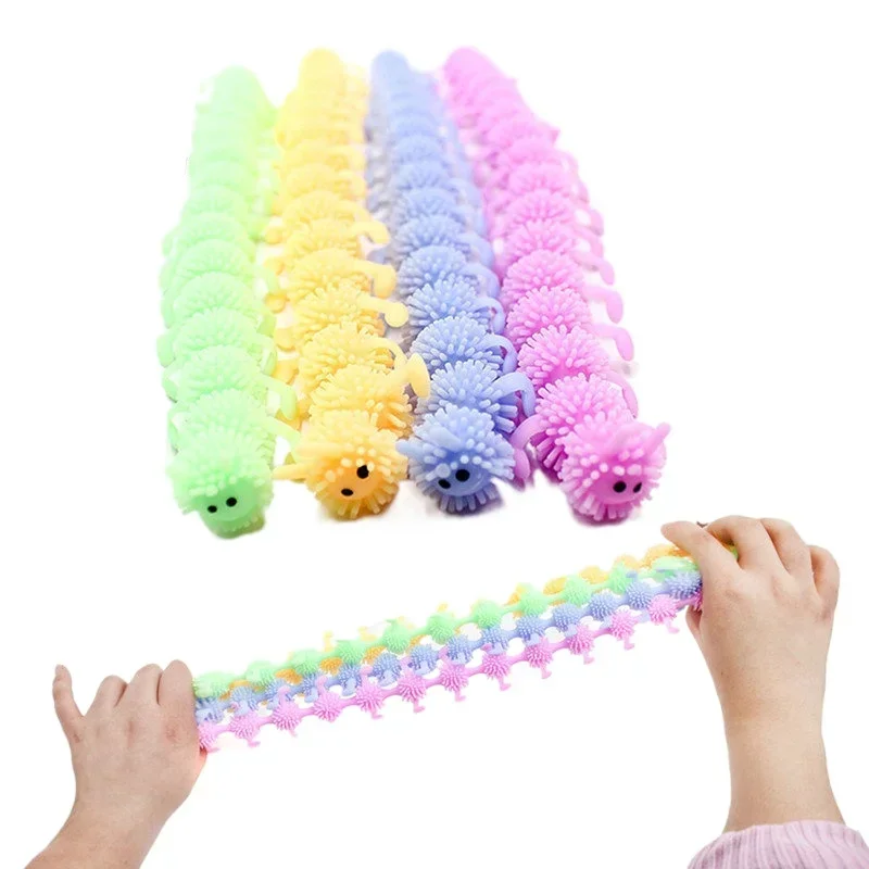 Caterpillars Sensory Toy Stress Relief Stretchy String Worm Pops Fidget Therapy Anti Anxiety Fidget for Teenagers Adults