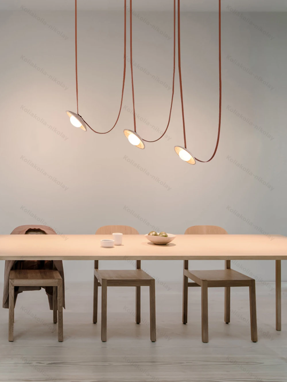 DIY Long Leather Textile Belt Flexible Dimmable LED 2026 Pendant Light Chandelier Lighting Hanging Lamp For Dinning Room