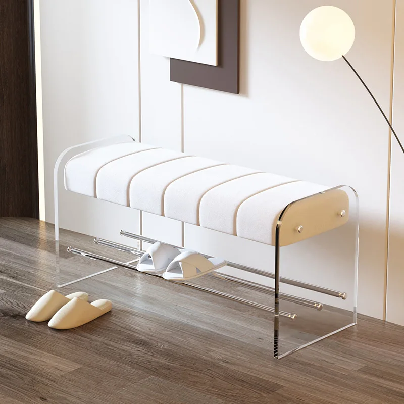 

Transparent Acrylic Shoe Changing Stool Minimalist Household Doorstep Bench for Bedroom Cloakroom