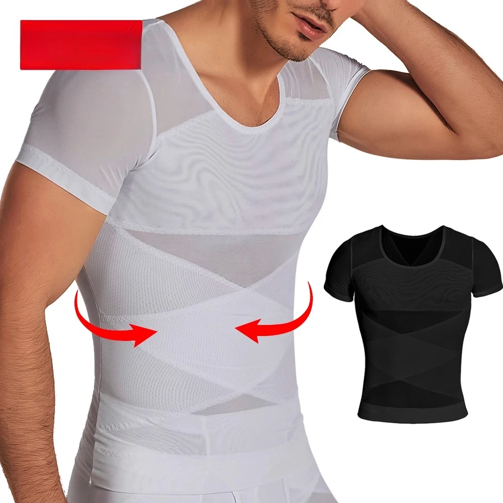 

CXZD Men's Compression Shapewear Vest Undershirt Tank Top Workout Shirts Tummy Slimming Abdomen Body Shaper Waist Trainer Tops