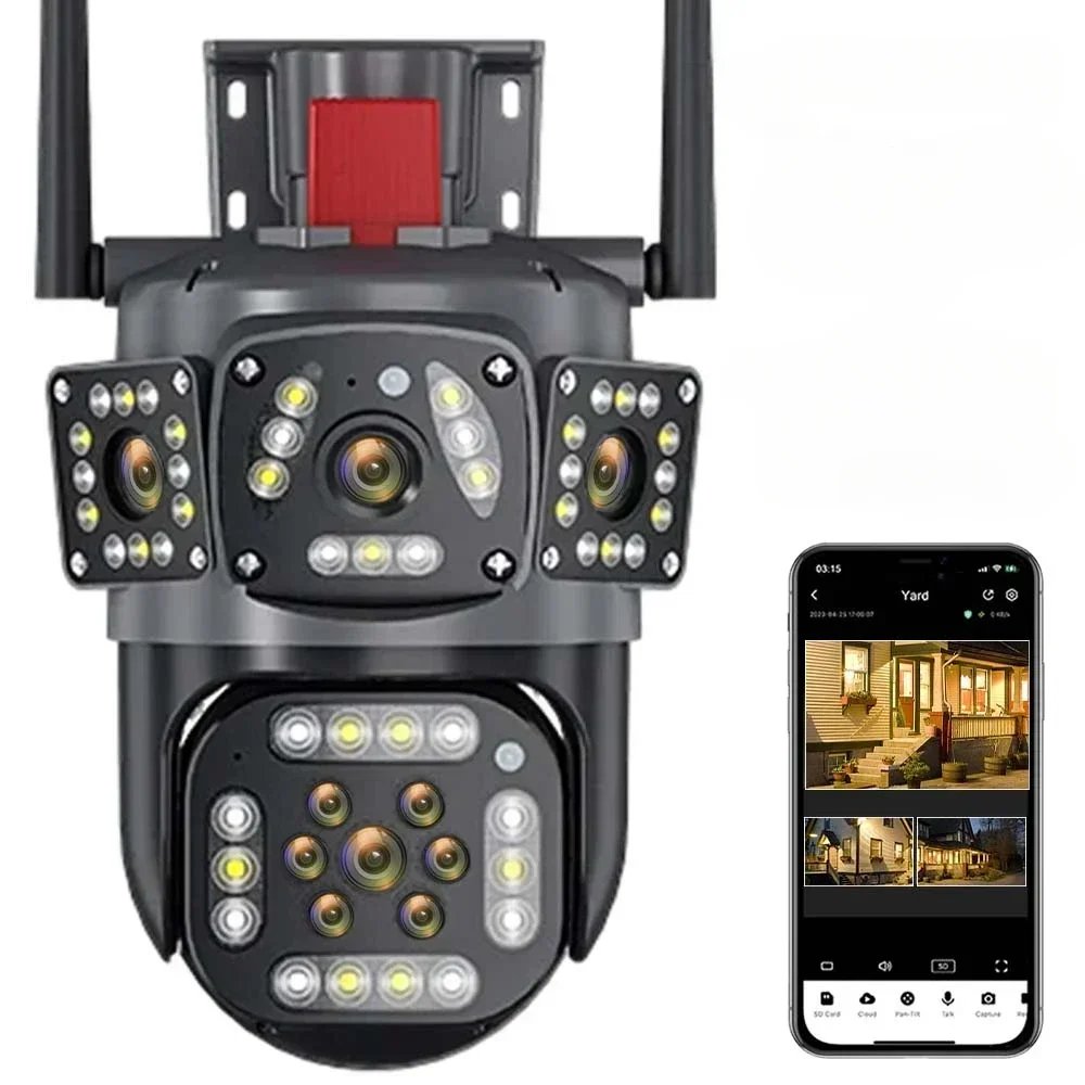 6MP Sicherheitskamera WiFi Wireless Outdoor drei Objektiv IP Cam Home Protection Auto Tracking CCTV Videoüberwachung