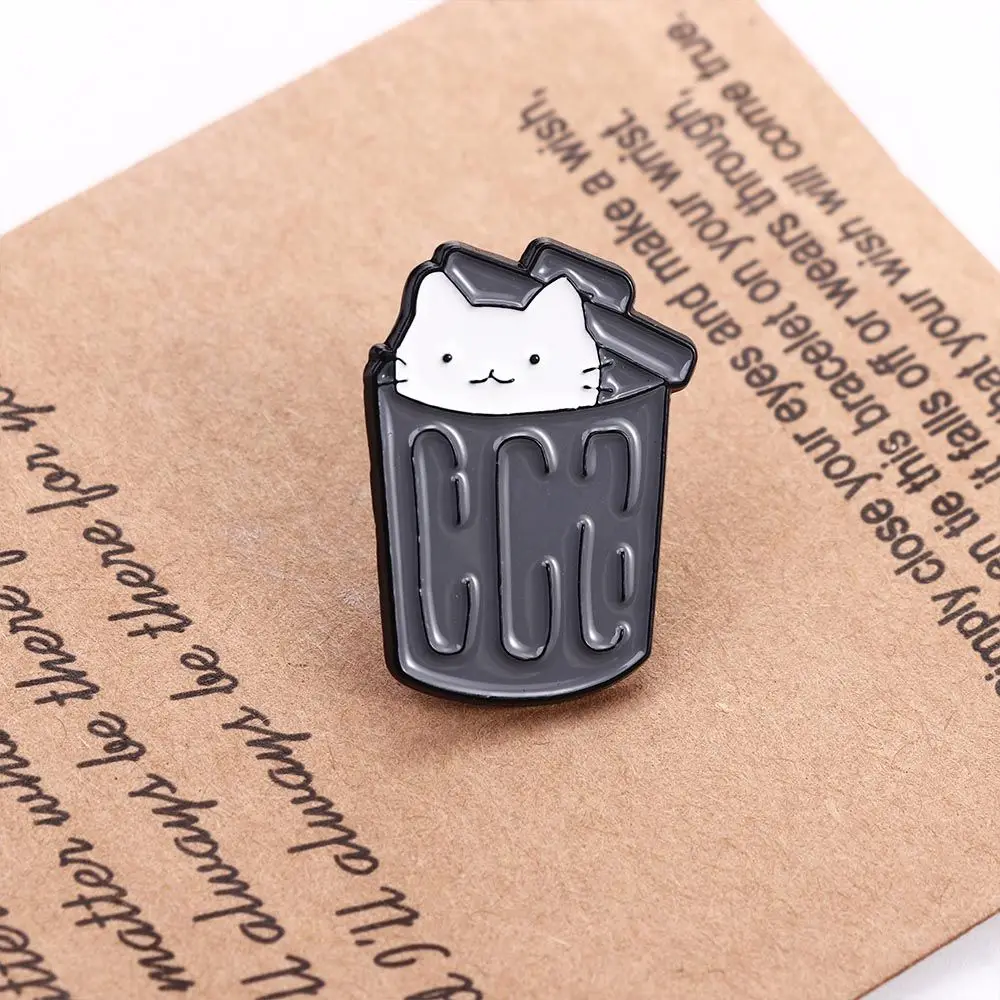 White Cat Lapel Pin para homens e mulheres, broches de lapela, esmalte, acessórios de jóias, presente bonito, Peekaboo