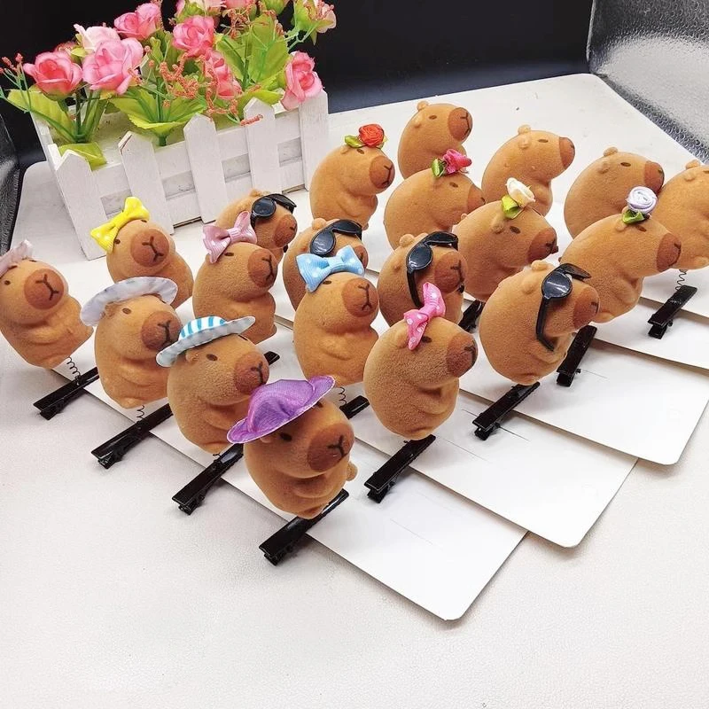 10-100PCS Funny Kapibala Hairpin 3D Capybara Plush Hair Pins Lovely Animal Sunglasses Flower Headwear Hair Clip Gifts for Guests