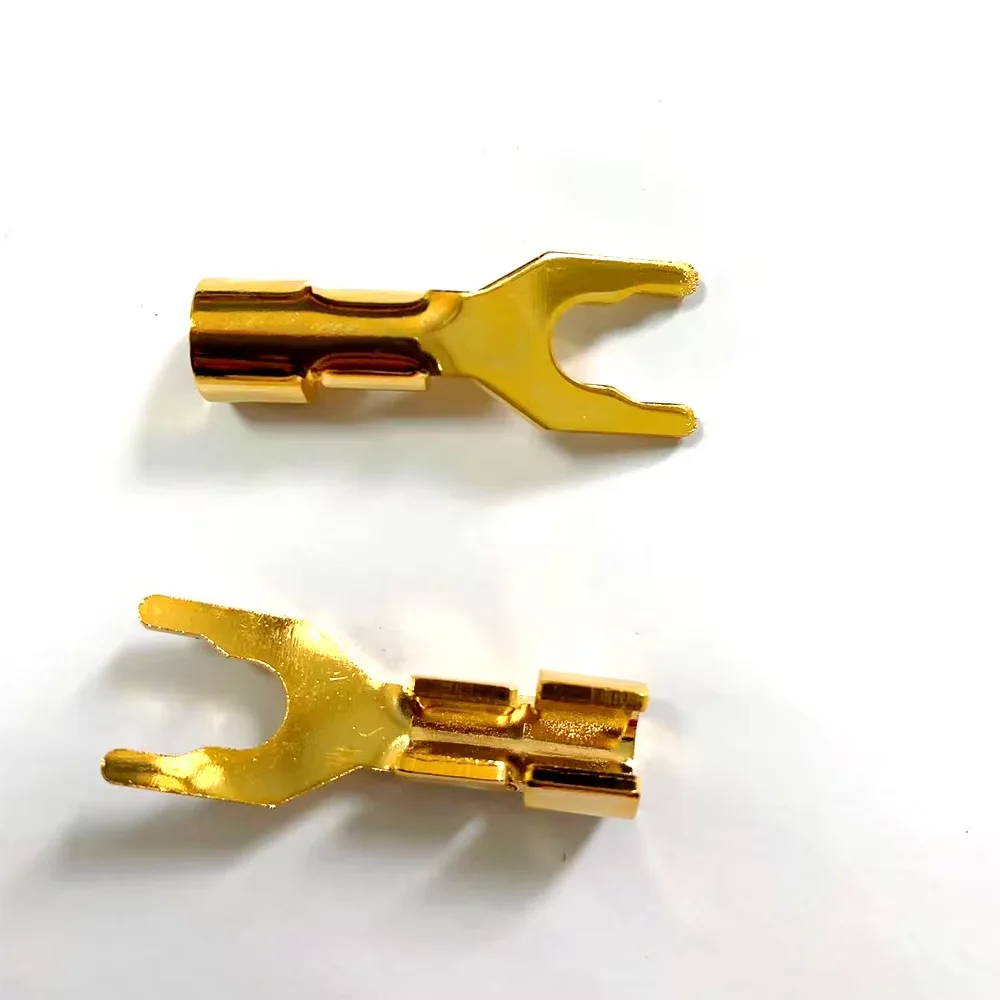 

4pcs SY Series Hi-End Gold/Rhodium Plated Audio Y-Spade Plug Speaker Cable Connector with Heatshrink for Amplifier Connector