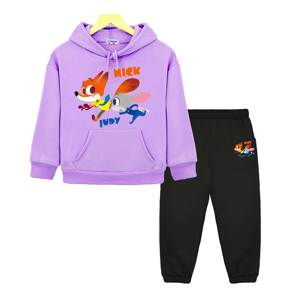 

Disney hoodie+Pant kids boutique clothes pullover y2k sudadera Zootopia 2 hoodies Fleece Sweatshirt boy girls Hooded Sports Sets