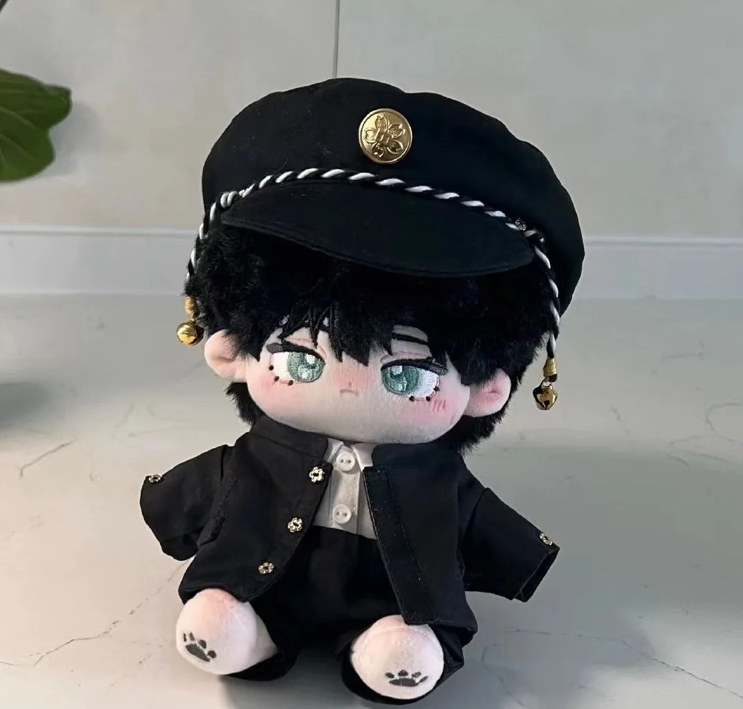 20cm Doll Clothes Cool Guy College Wind  Fashion Black Hat Suit Stuffed Plushies Plush Doll Accessories Anime Toy  Kids