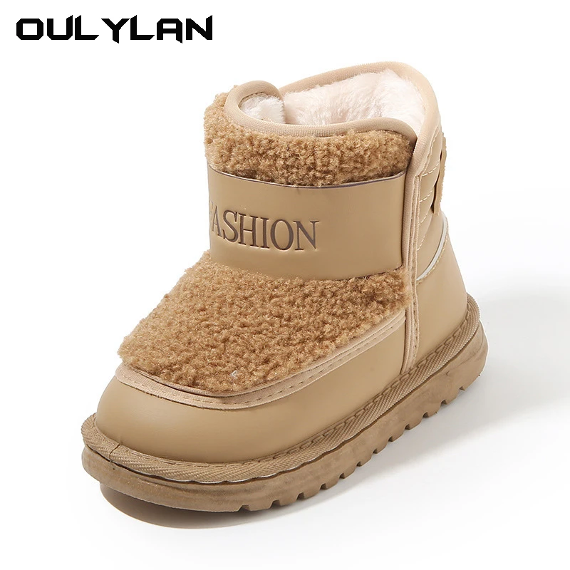 2024 Winter Children's snow boots Boys' cotton shoes Thick velvet girls' ankle boots Furry medium and large children's shoes