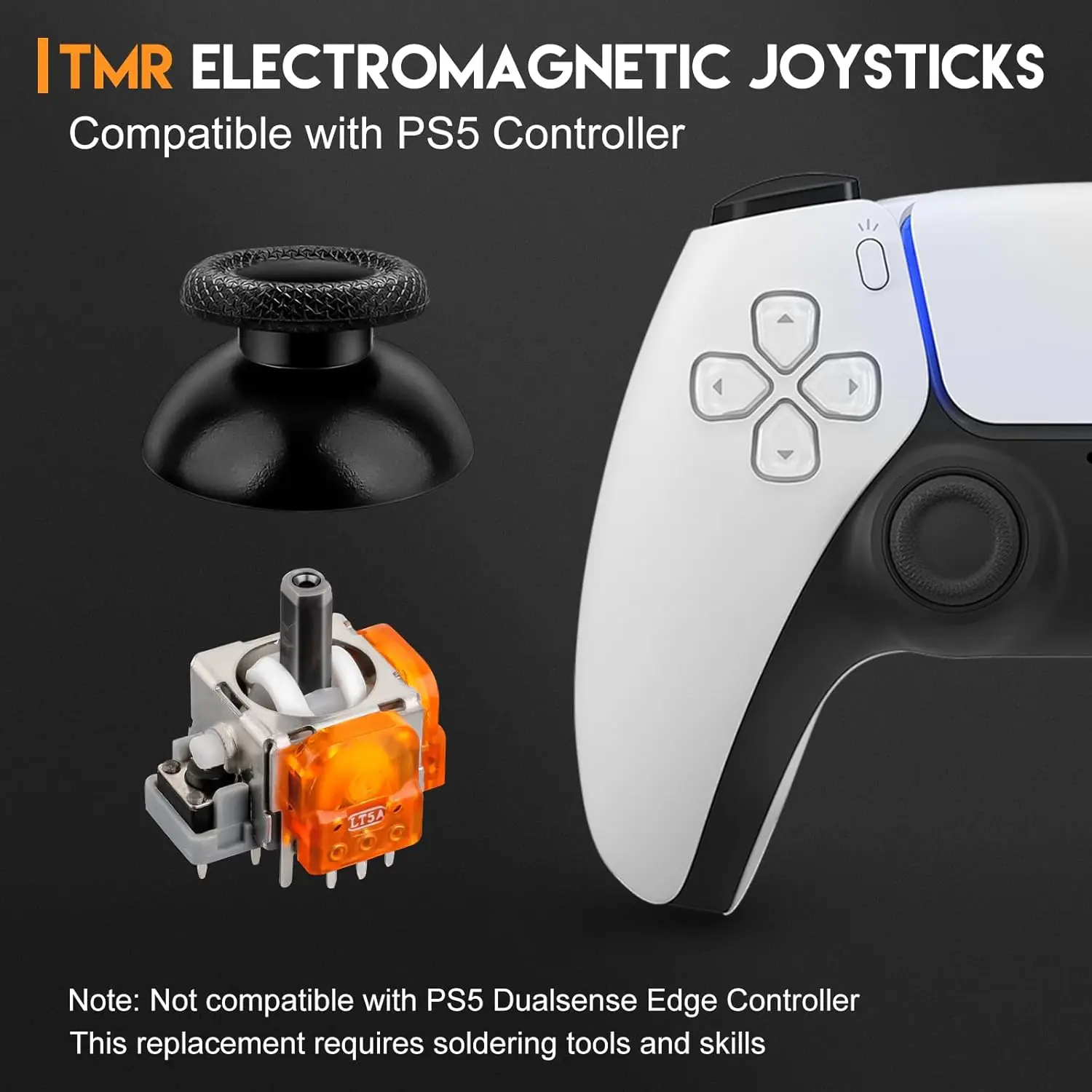 Para controlador ps5 tmr joysticks eletromagnéticos substituição anti-deriva resistência magnética vara polegar acessórios 2/4 pac