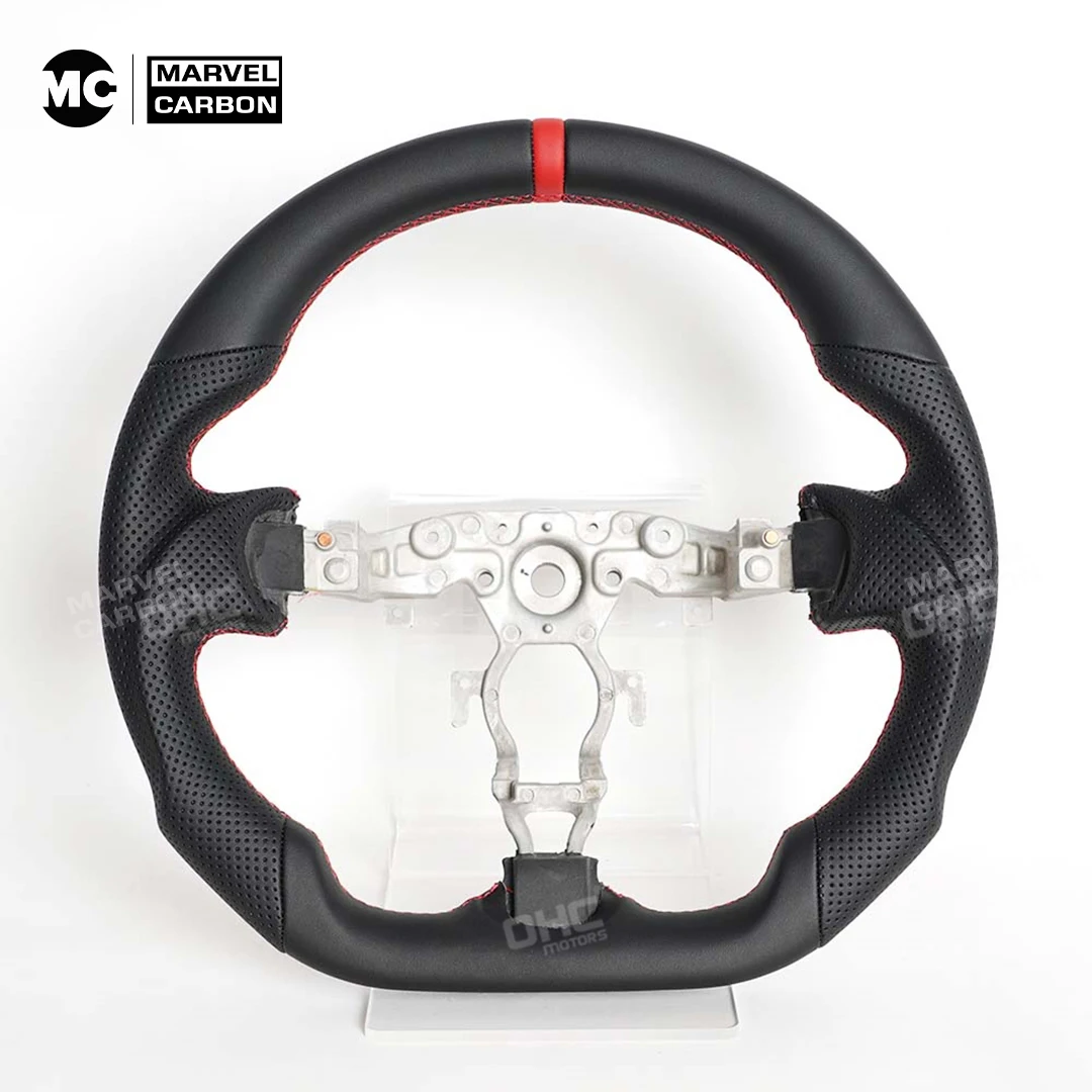 For Nissan 370Z 2008-2019 Racing Wheel Full Leather Steering Wheel Red Stitching