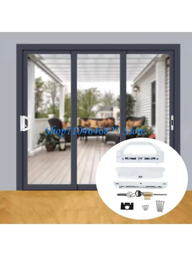 Keyed Sliding Patio Glass Door Handle Set Zinc Alloy Patio Door Handle with Balcony Glass Door Handle Lock
