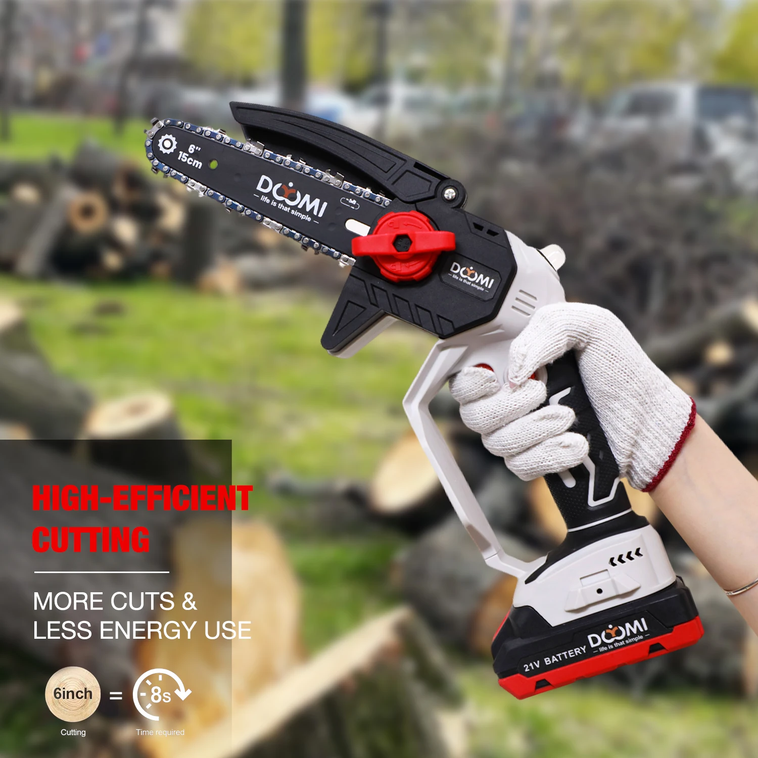 6Inch Cordless Electric Chainsaw Brushless+ 2 Battery,One-Handed Portable Pruning for Wood Cutting,Trimming Branch,Courtyard