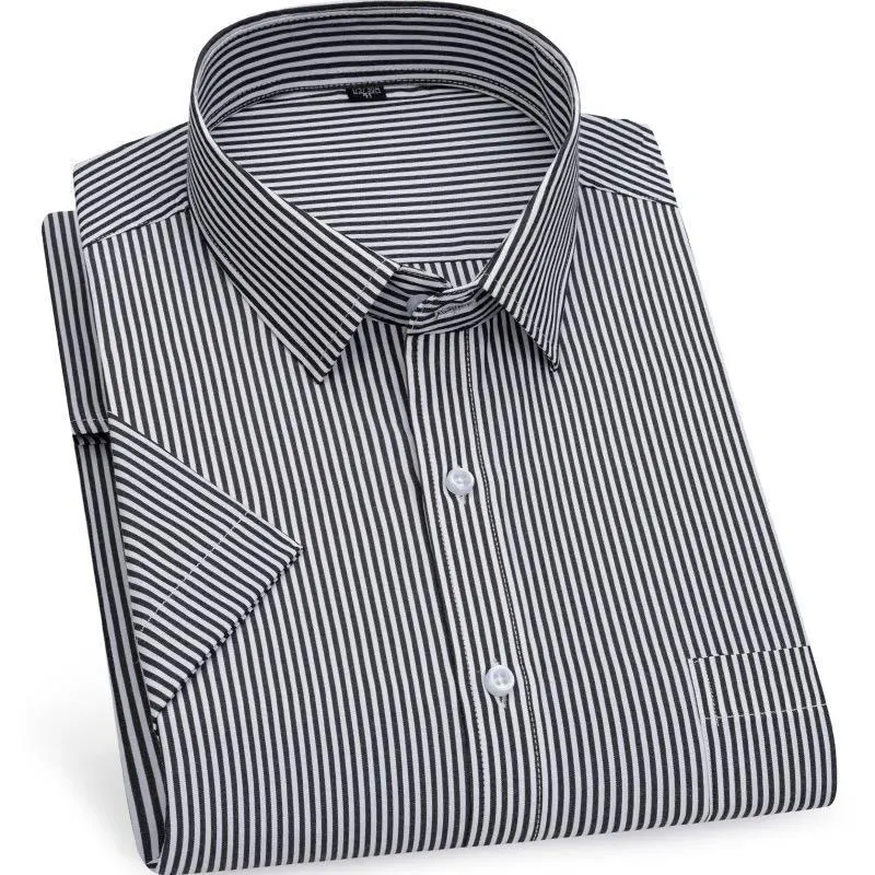 Summer new men\'s business short-sleeved shirt casual non-ironing high quality formal striped dress breathable slim