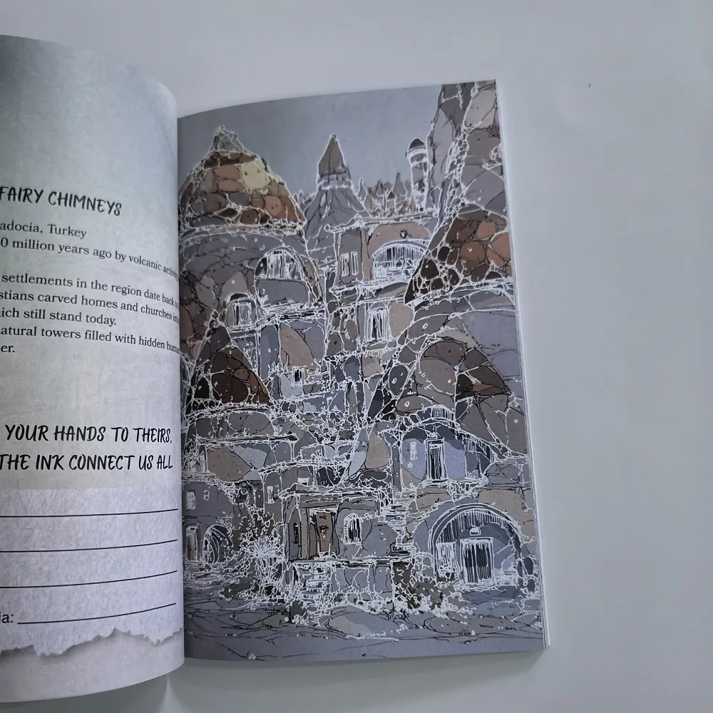 Chroma Ink Ditions Coloring Book Traveler's  Vol 2 Coloring Without Colors Just One Black Pen image 4