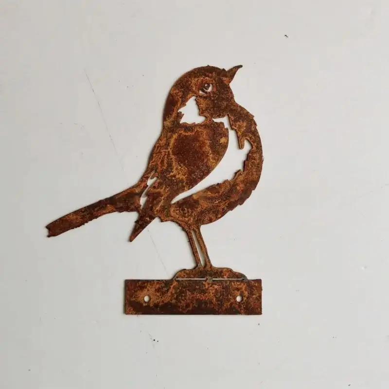 1Pc Rust Tone Metal Bird Wall Decor Vintage Country Iron Art Ornament Home Garden Backyard Decoration Supply