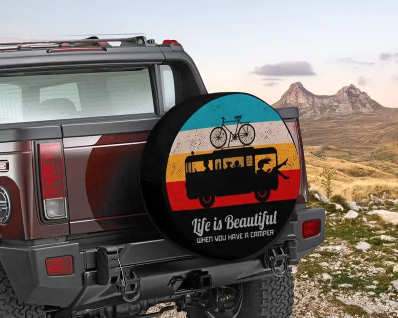

Custom Camper Spare Tire Cover, Personalized Text picture Spare Tire Cover, Camper Waterproof Dust-Proof Spare Wheel Protection