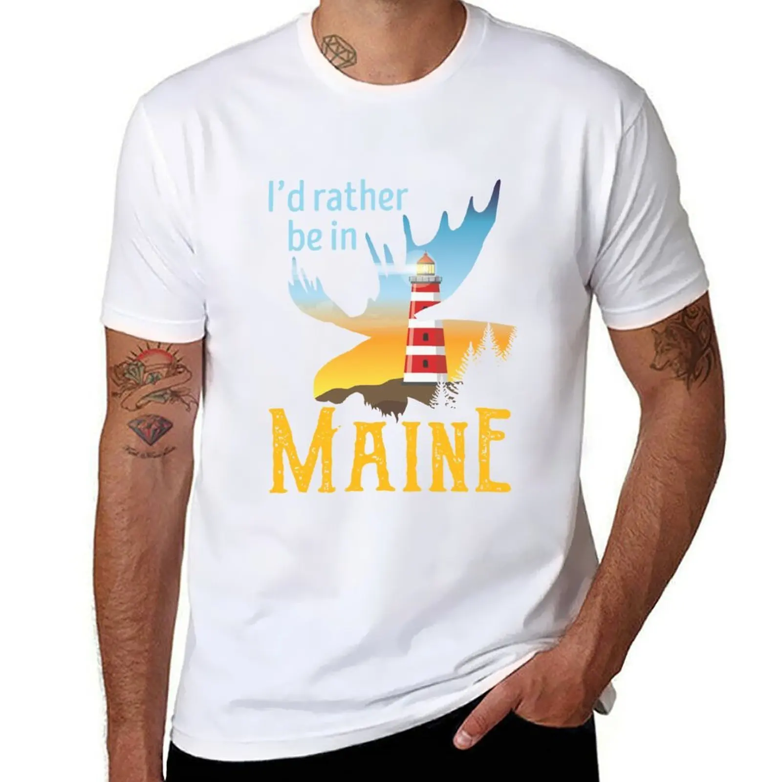 

I'd Rather Be In Maine T-Shirt t shirt man casual t shirts for man cotton funny T-Shirt