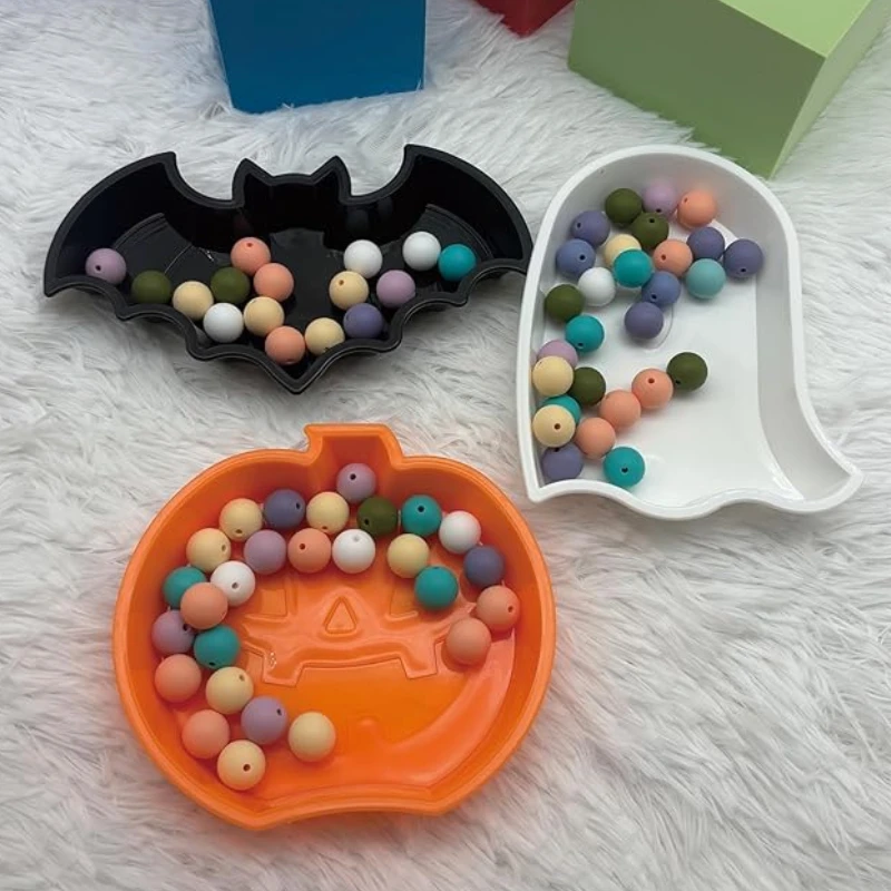 Halloween Spooky Pumpkin Bat Candy Tray Decorative Tray Fruit Tray Plastic Decorative Tray Snack Tray Desktop Sundry Storage