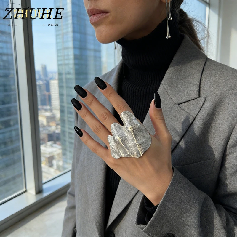 

Modern Copper Jewelry Accessories For Couples, Geometric Irregular Ring, Architectural Design Finger Band, Sleek Addition To Any