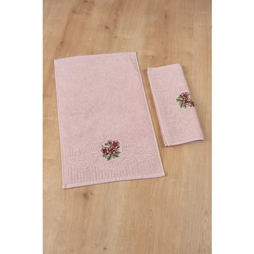 Fiesta Geranium Flower Embroidered 2li Kitchen Towel 30 X50-Powder