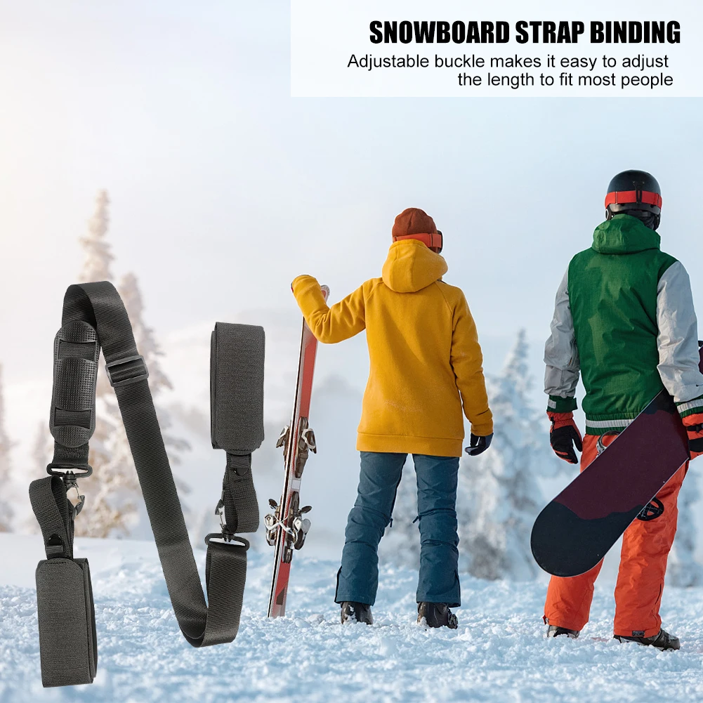 Nylon Skiing Bags Adjustable Pole Snowboard Straps with Ant-Slip Pad Toboggan Straps Handle Straps Outdoor Sports Accessories