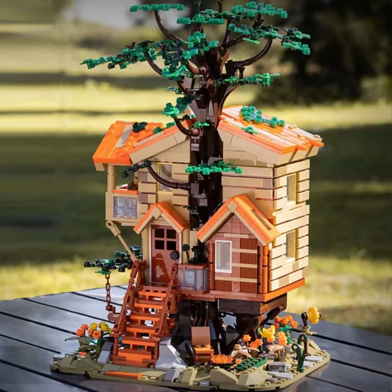 

1711 шт., четыре сезона, дом на дереве, строительные блоки, город, вид на улицу, набор строительных кирпичей, сборные игрушки для взрослых, подарок для детей