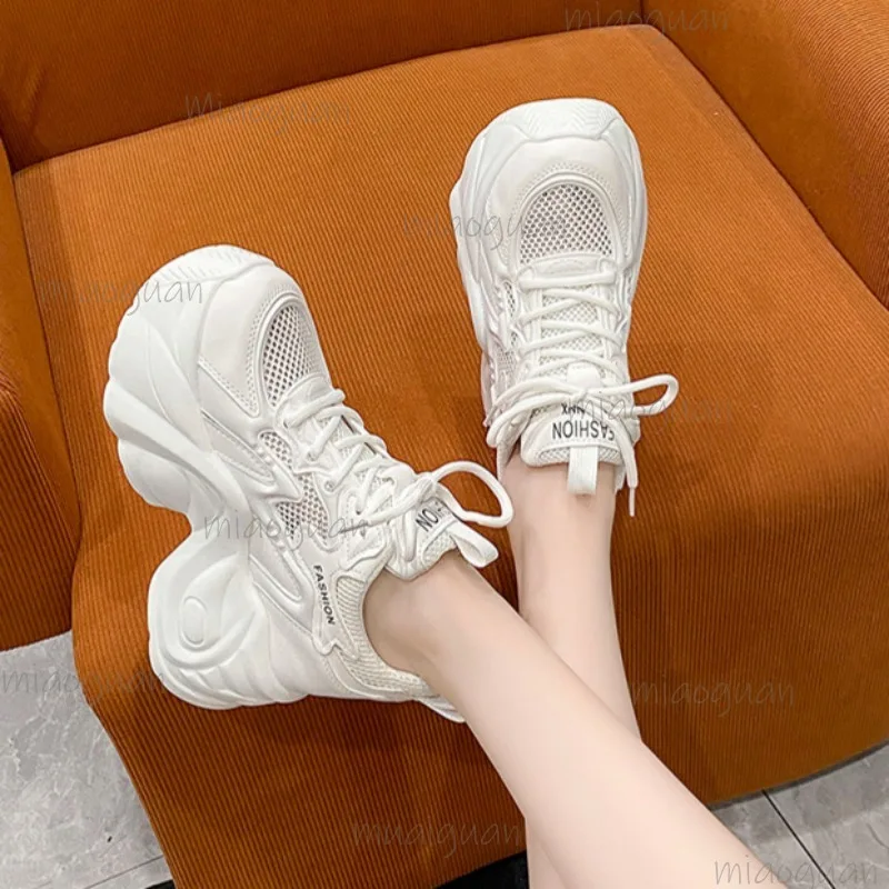Women's Mesh Breathable Chunky Platform Sneakers for Woman Summer Casual Dad Shoes Lace-Up Wedge Кеды Size 34-39 Female Sneakers - view 4