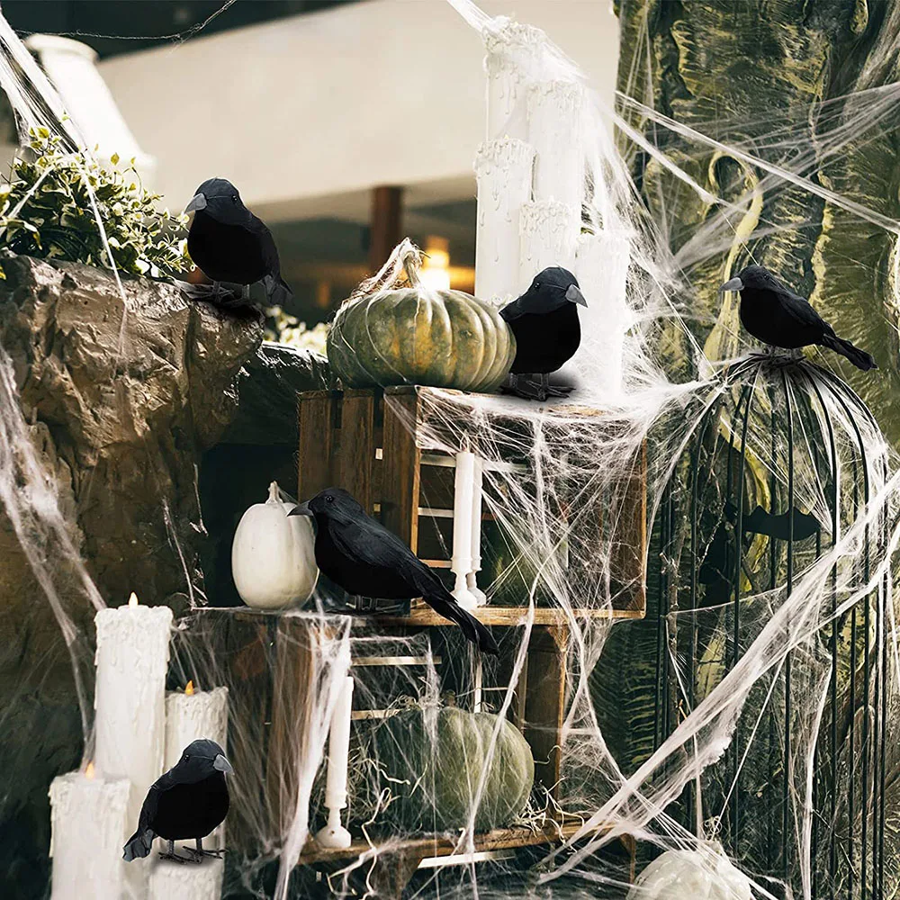 Halloween-Dekorationen, schwarze Krähe, Simulation gefälschter Rabenvogel-Requisiten, Halloween-Spukhaus, Garten, Hofdekorationen im Freien – Detail 1
