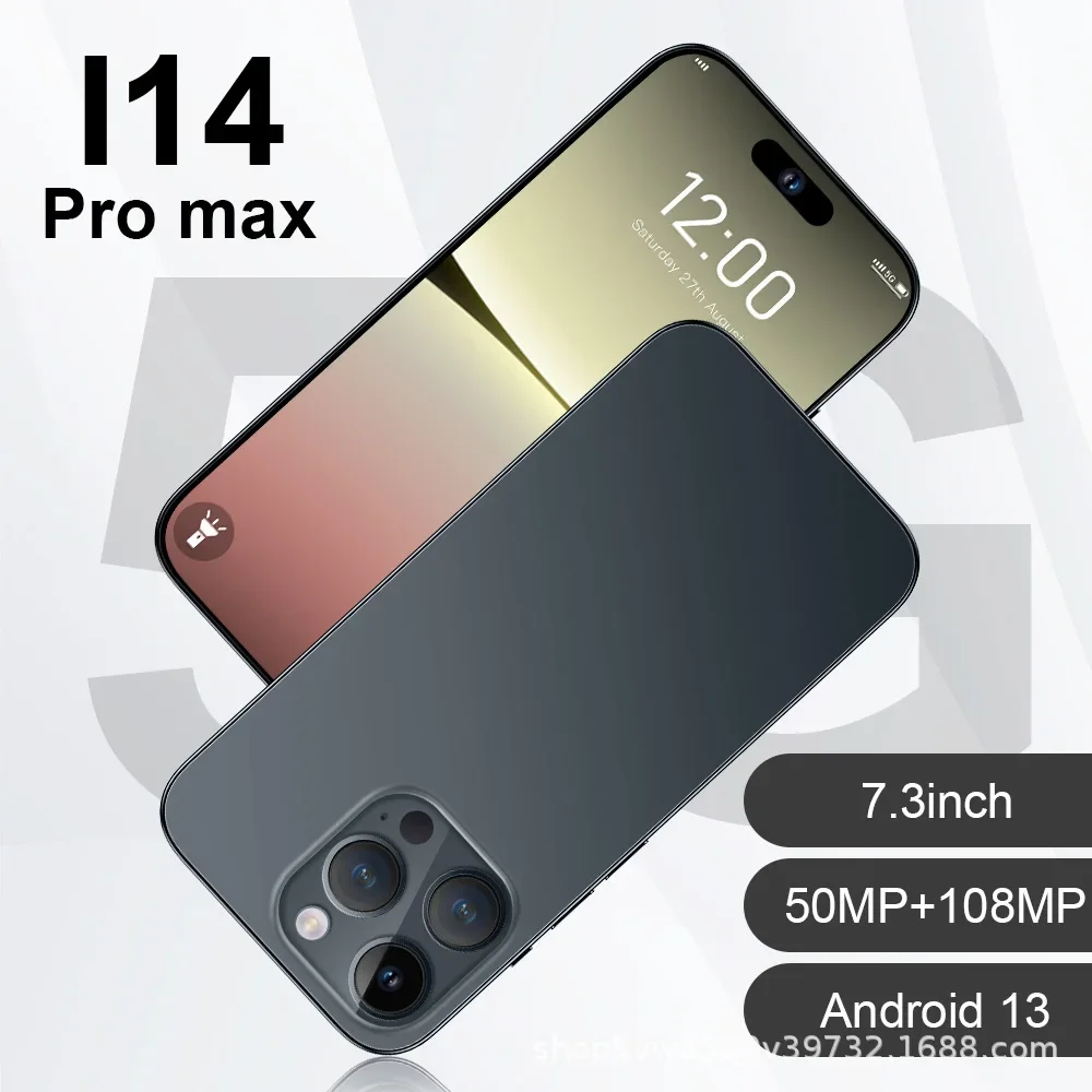 In-Stock 16+1TB Cross-Border Mobile Phone Best Seller New Model I14ProMAX 7.3-Inch Large Screen Global Version Motorcycle Fan Ph