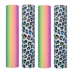 Rainbow Leopard Self Adhesive Vinyl Sheet for Cutting Machine Permanent Outdoor Film Party Decoration Sticker DIY Mug Car Decal