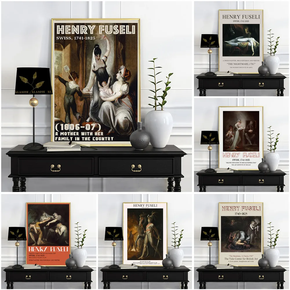 

Henry Fuseli Exhibition Museum Art Print Vintage Poster Character Canvas Painting Living Room Bedroom Home Decor Wall Stickers