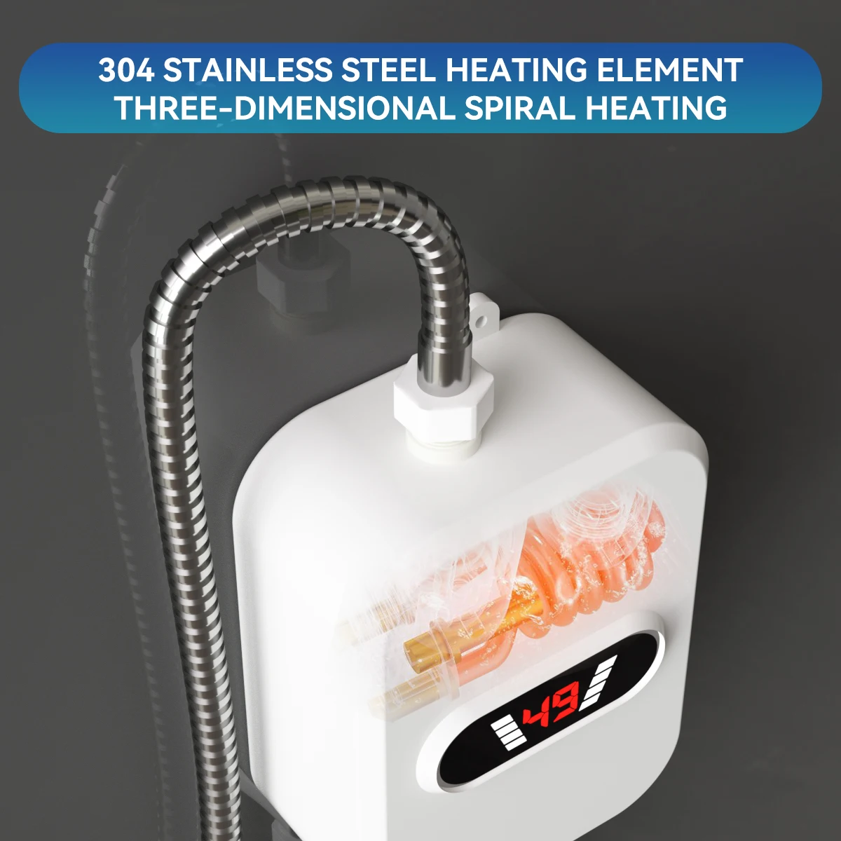 Booming Electric Instant Hot Water Heater for Shower 3500W on Demand Rapid Heating Water Heater for Bathroom LCD Digital Display