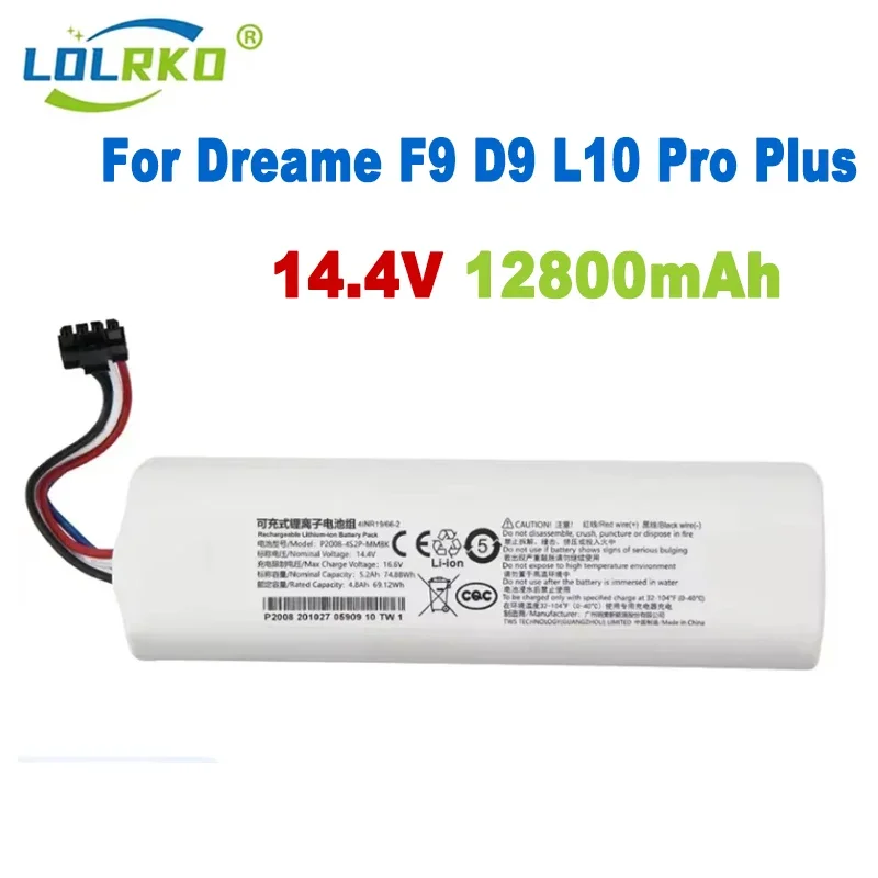 12800mAh Replacement Battery P2008-4S2P-MMBK P2150-4S2P-XWDLS For Xiaomi Mijia Vacuum Cleaner 1T Dreame S10 D9 F9 L10Pro L10Plus