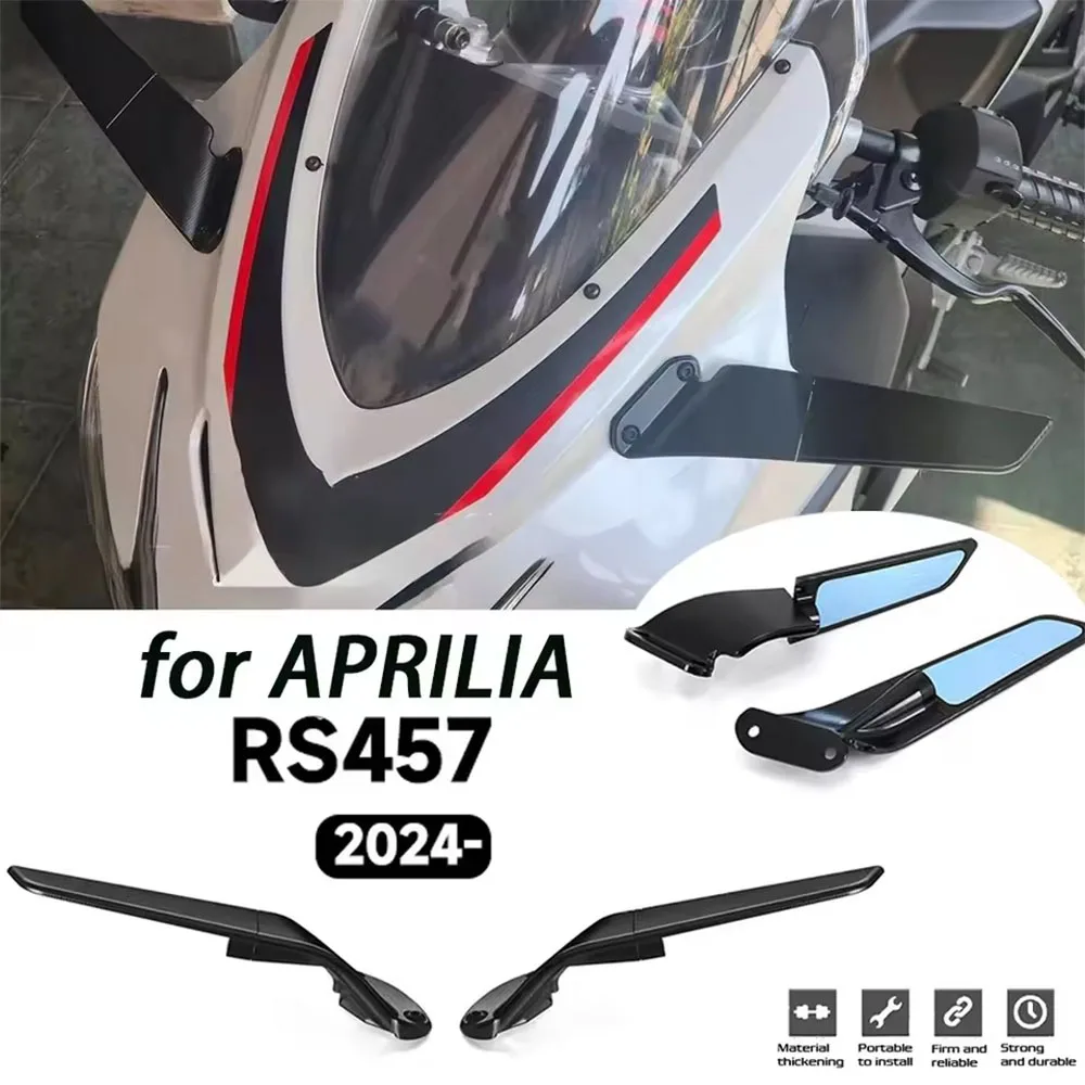 Specchietti Stealth per Moto Aprilia RS 457, Accessori RS457 2024-, Specchietti Laterali Regolabili per APRILIA 457RS 457 RS con Alette Fisse
