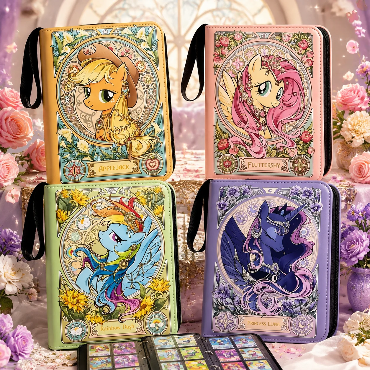 My Little Pony Card Album Book Folder 4/9 Card Slots Collections Zipper Double Pocket Zipper Card Binder Holder 400pcs/900slots