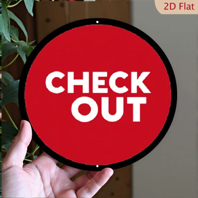 2D Flat, [2D Flat] Check-Out Notice Sign, Metal Sign, High Weather Resistance, Easy to Install, Suitable for Outdoor Use, Vertic