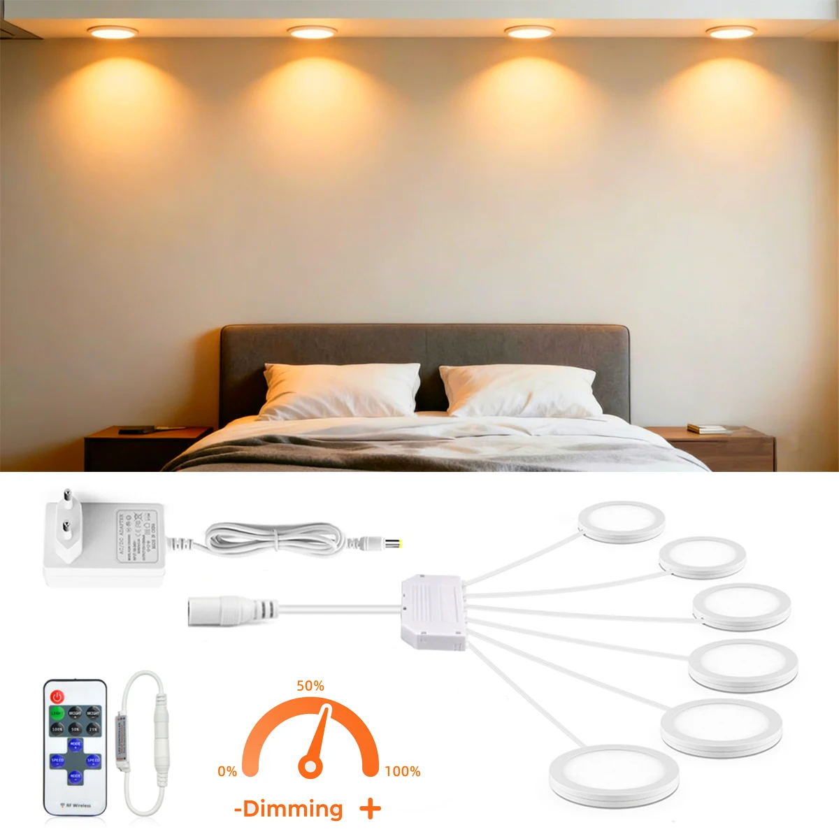 

1-6 pieces Aluminum Ceiling Lamp LED Night Light with Remote Controller DC12V Dimmable Puck Light for Kitchen Bedroom Closet